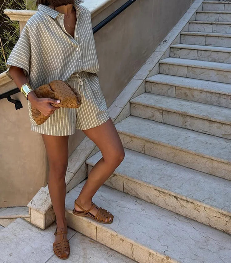 חליפת פשתן פסים - לורן