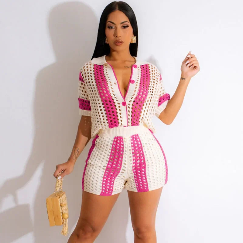 חליפת חוף סרוגה- ספיר