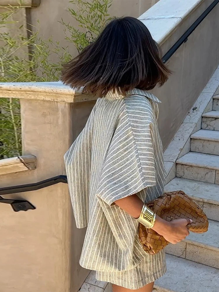 חליפת פשתן פסים - לורן