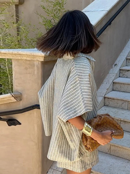 חליפת פשתן פסים - לורן